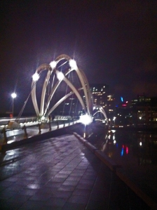The journey home at conference end (Seafarer's Footbridge by Grimshaw Architects)